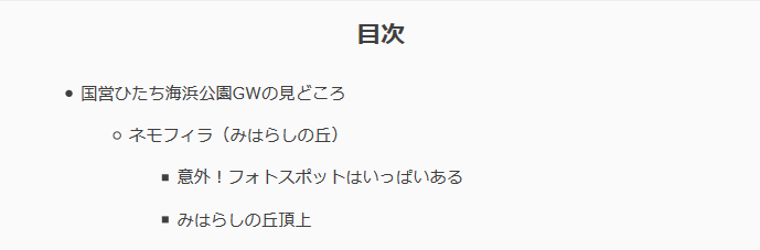 PC版の目次(カスタマイズ前)