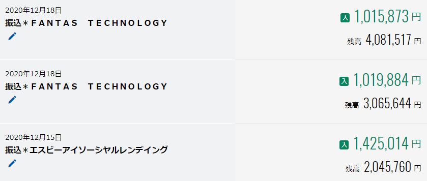 ソーシャルレンディング投資記録