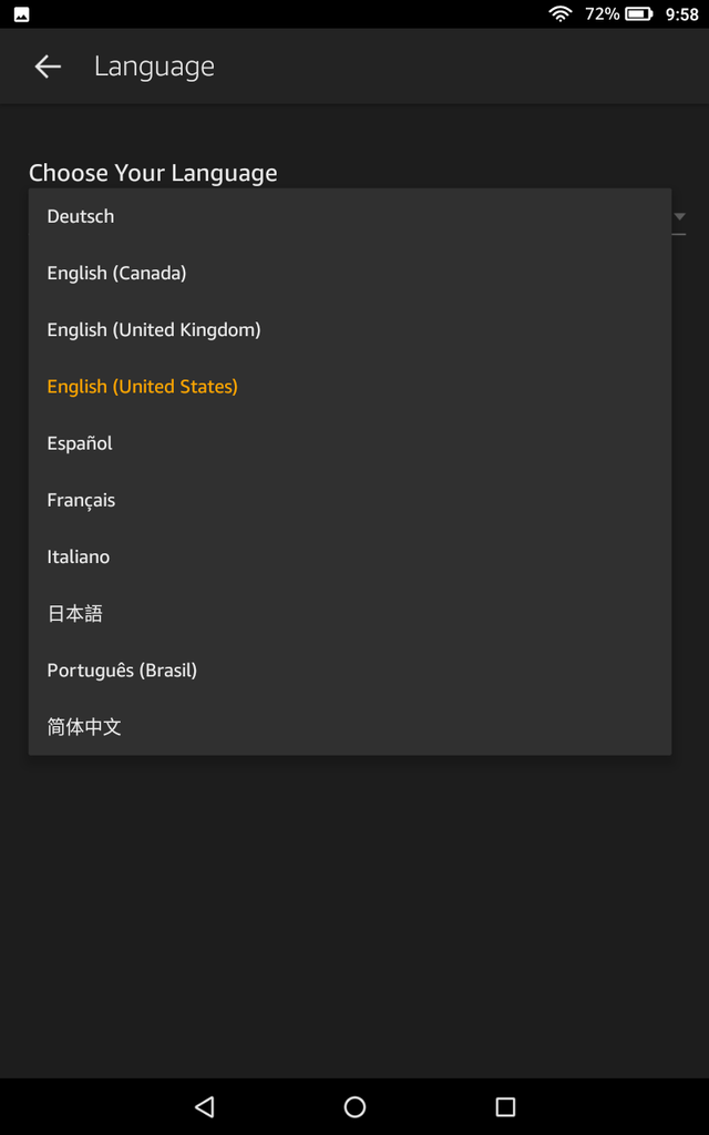 現在の言語(English)の部分をタップすると言語一覧が出てきます