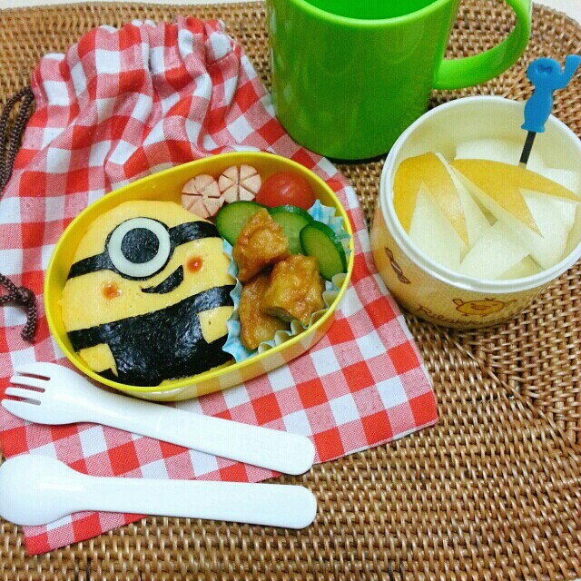 幼稚園のお弁当♪裏ワザ簡単!ミニオン弁当♪