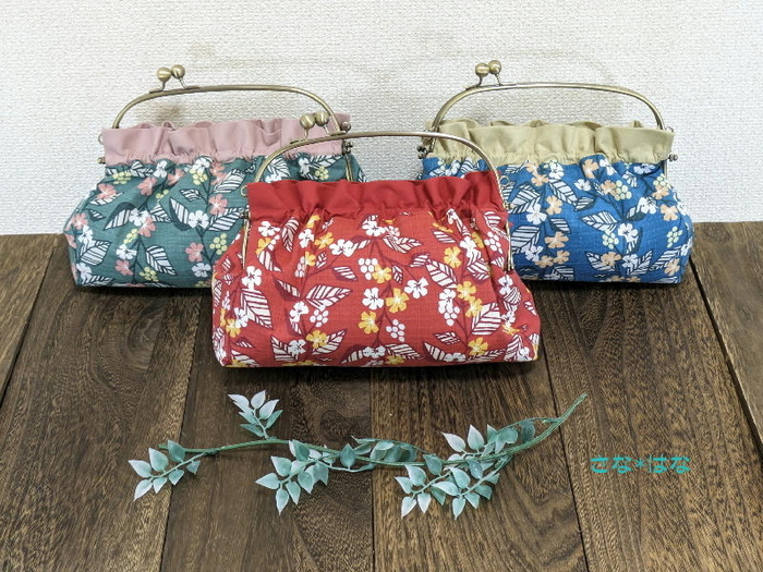 【Sana様】ハンドメイド ブルー・グリーン 5模様 カゴバッグ Sana様】ハンドメイド ブルー・グリーン 5模様 カゴバッグ