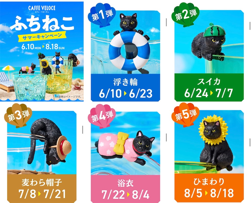 非売品　ベローチェ　夏のふちねこ　5匹入り 限定マグ　ふちねこコンプリートBOX カフェ・ベローチェ公式（C-United） on X: 