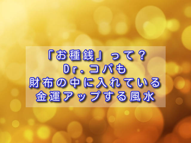 お種銭 って Dr コパも財布の中に入れている金運アップする風水 Sannigoのアラカン日記