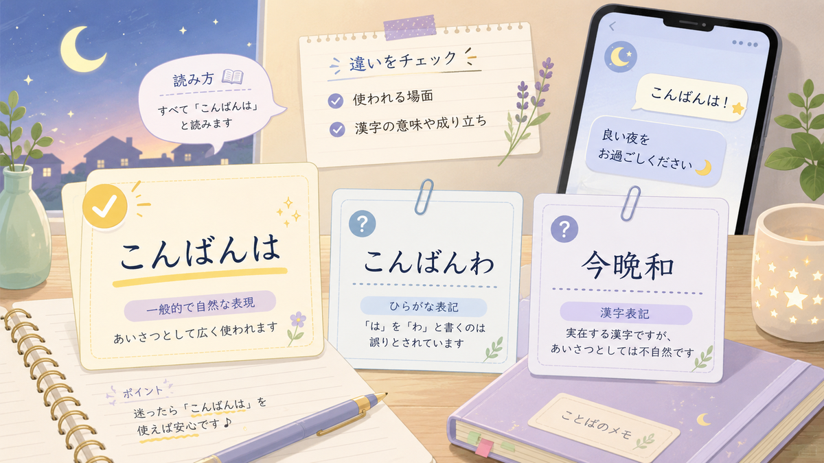 「今晩和」「こんばんは」「こんばんわ」はどれが正しい?