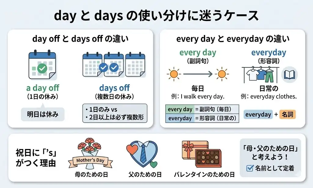 dayとdaysの使い分けに迷うケース