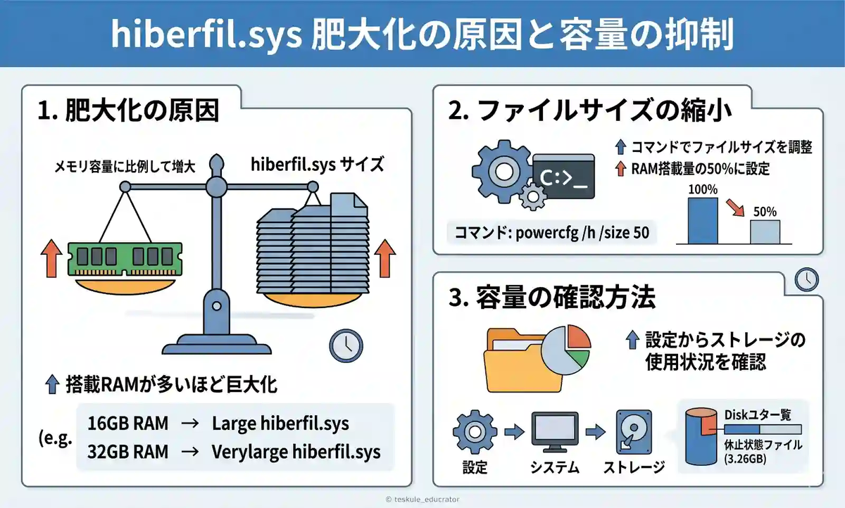 hiberfilsys肥大化の原因と容量を抑える方法は?