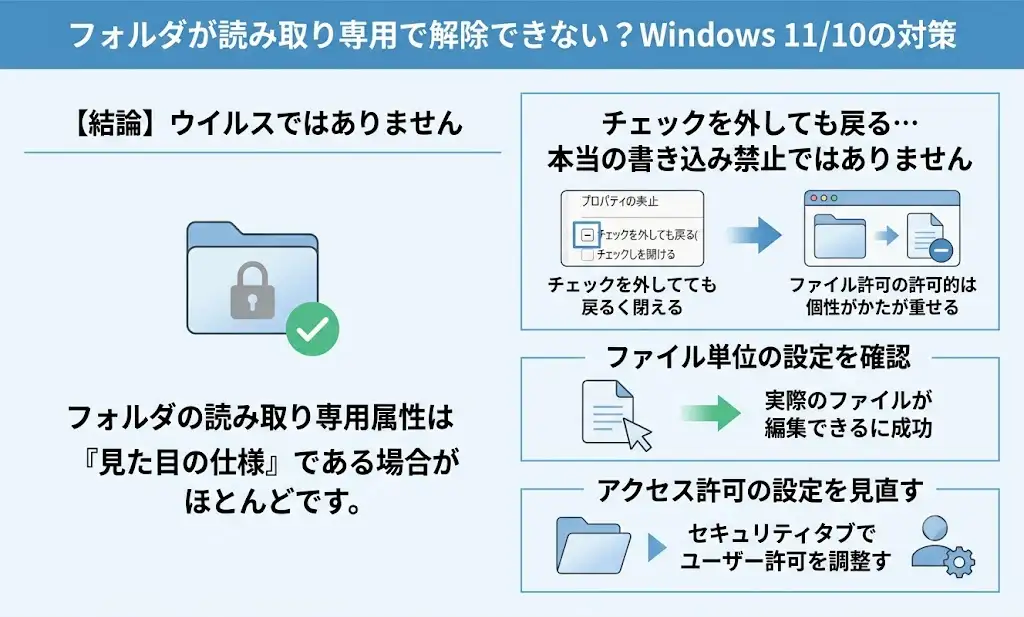 フォルダが読み取り専用で解除できない？Windows11/10の対策 - ささみ