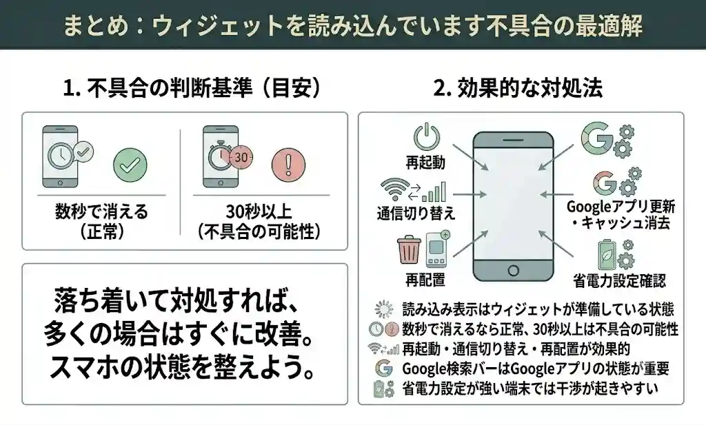 まとめ:ウィジェットを読み込んでいます不具合の最適解