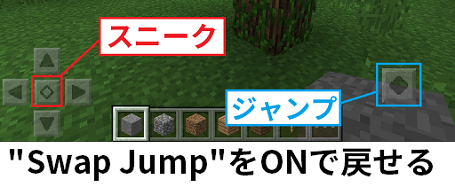 ジャンプとスニークボタンの場所が変わった