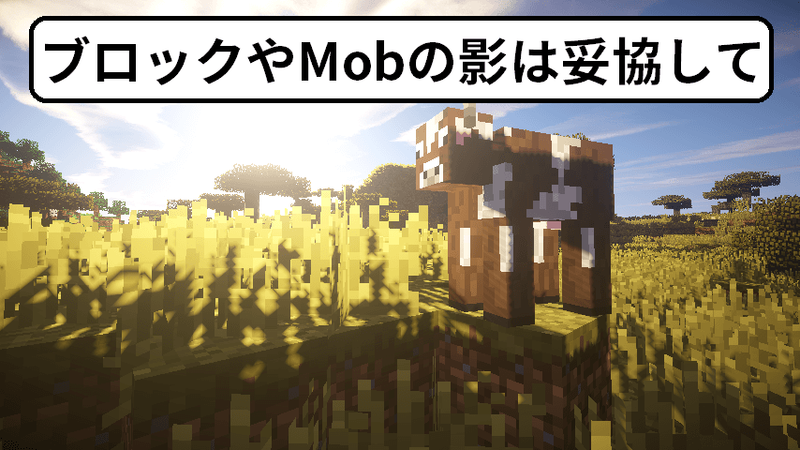 ブロックやMobの影には不具合があります