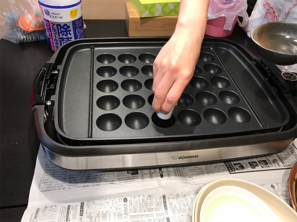 象印のホットプレート EA-GV35-TDを使ってたこ焼きパーティーをした