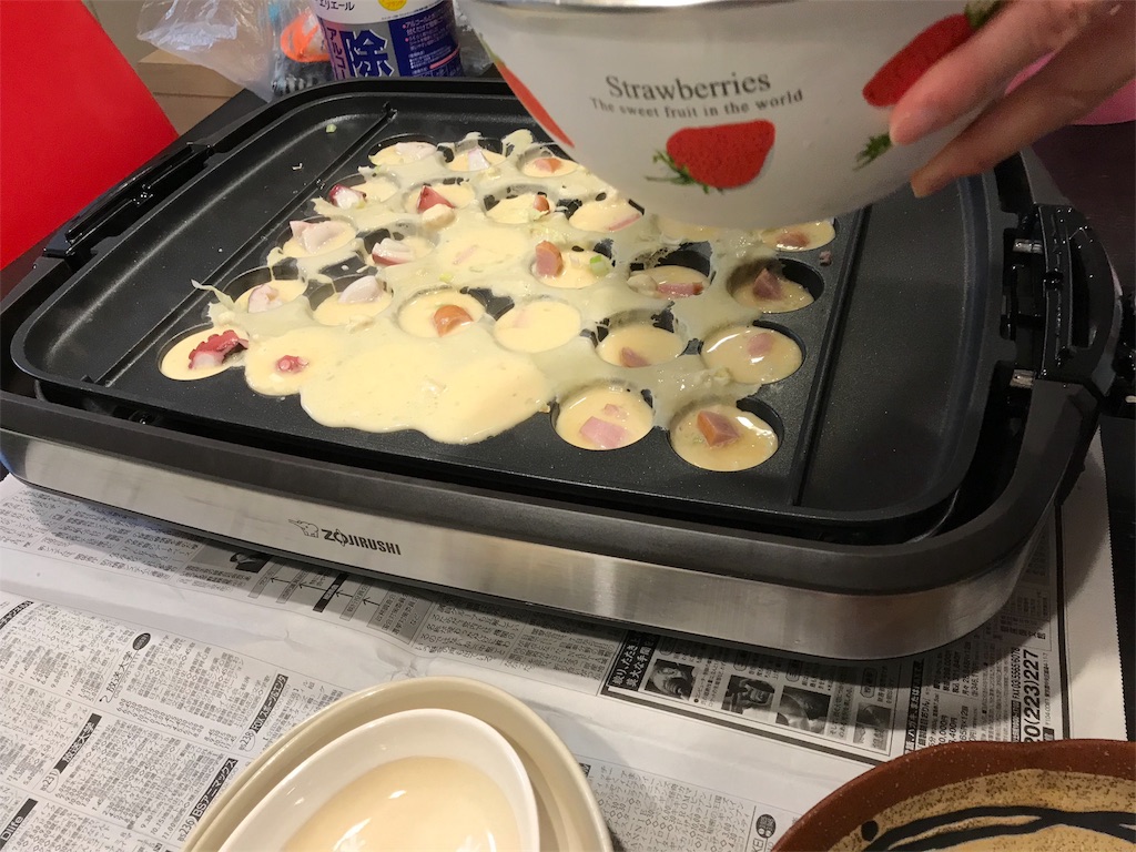 象印のホットプレート EA-GV35-TDを使ってたこ焼きパーティーをした