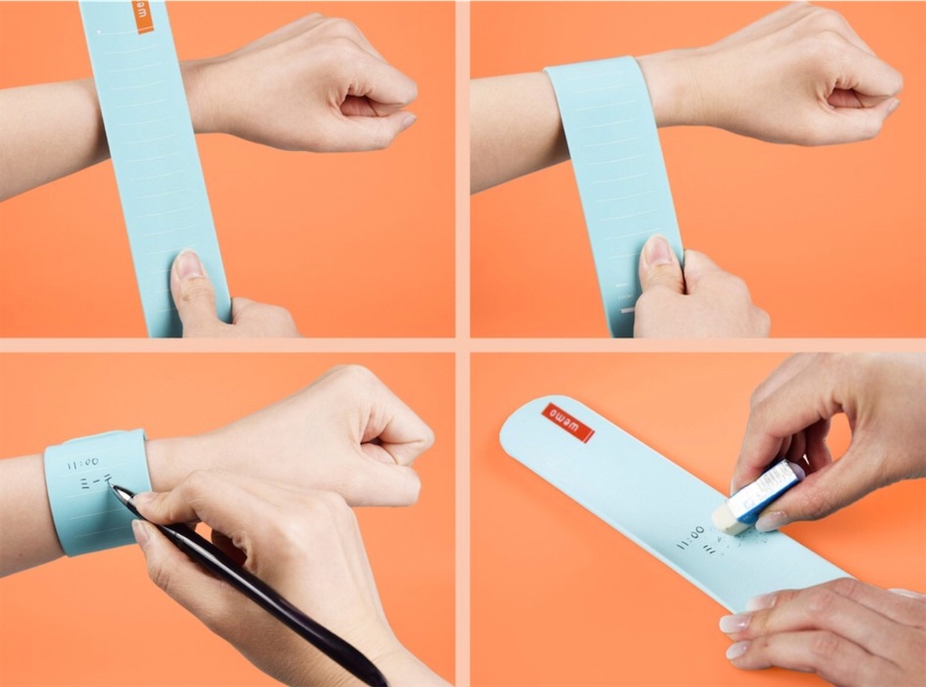 LED検眼ライト　ウェアラブルメモ　便利 腕に巻き付けるウェアラブルメモ\"wemo\"で、一瞬のひらめきやアイデア