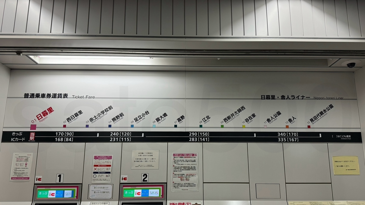 国鉄連絡運賃表　西日暮里のりかえ 西日暮里駅からの運賃表 - 運賃表を見たい