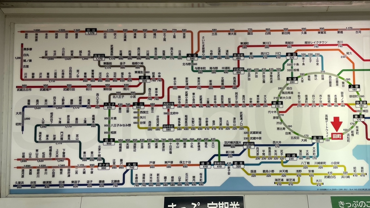 田町駅からの運賃表 - 運賃表を見たい