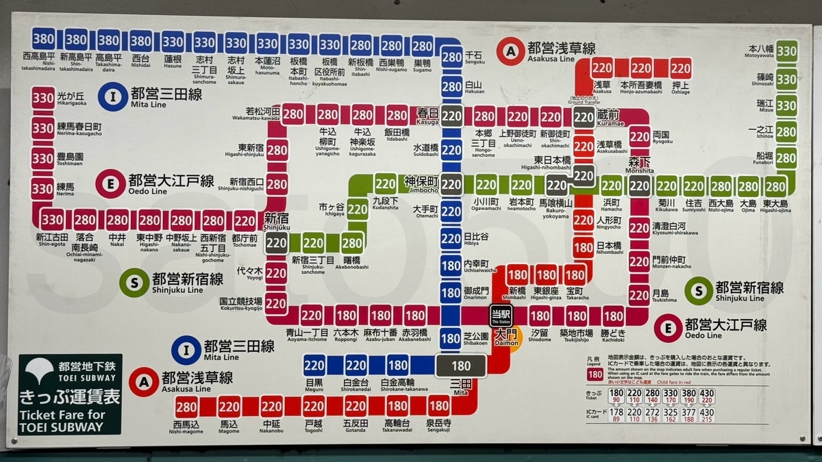 大門駅からの運賃表 - 運賃表を見たい