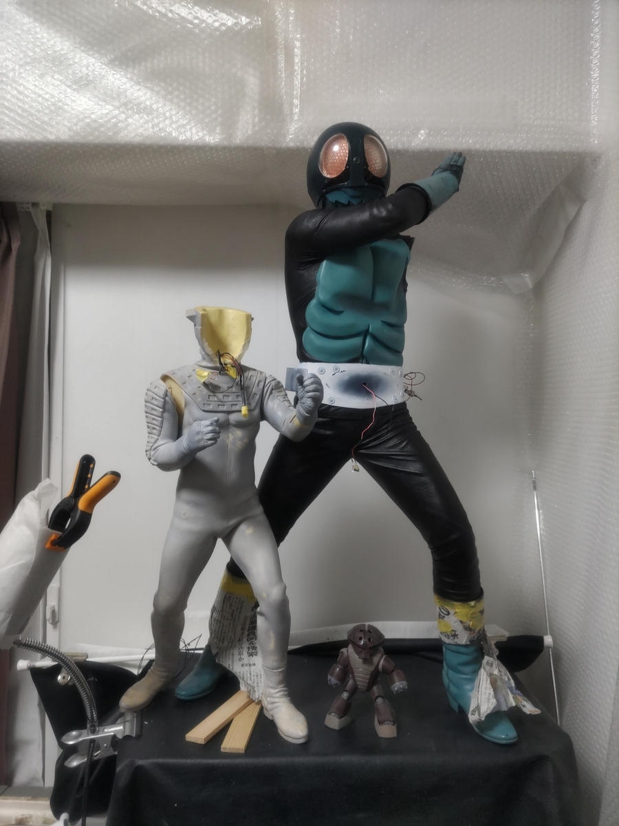 海洋堂 ハイパーソフビ 仮面ライダー 旧一号 製作奮闘記 その4 塗装