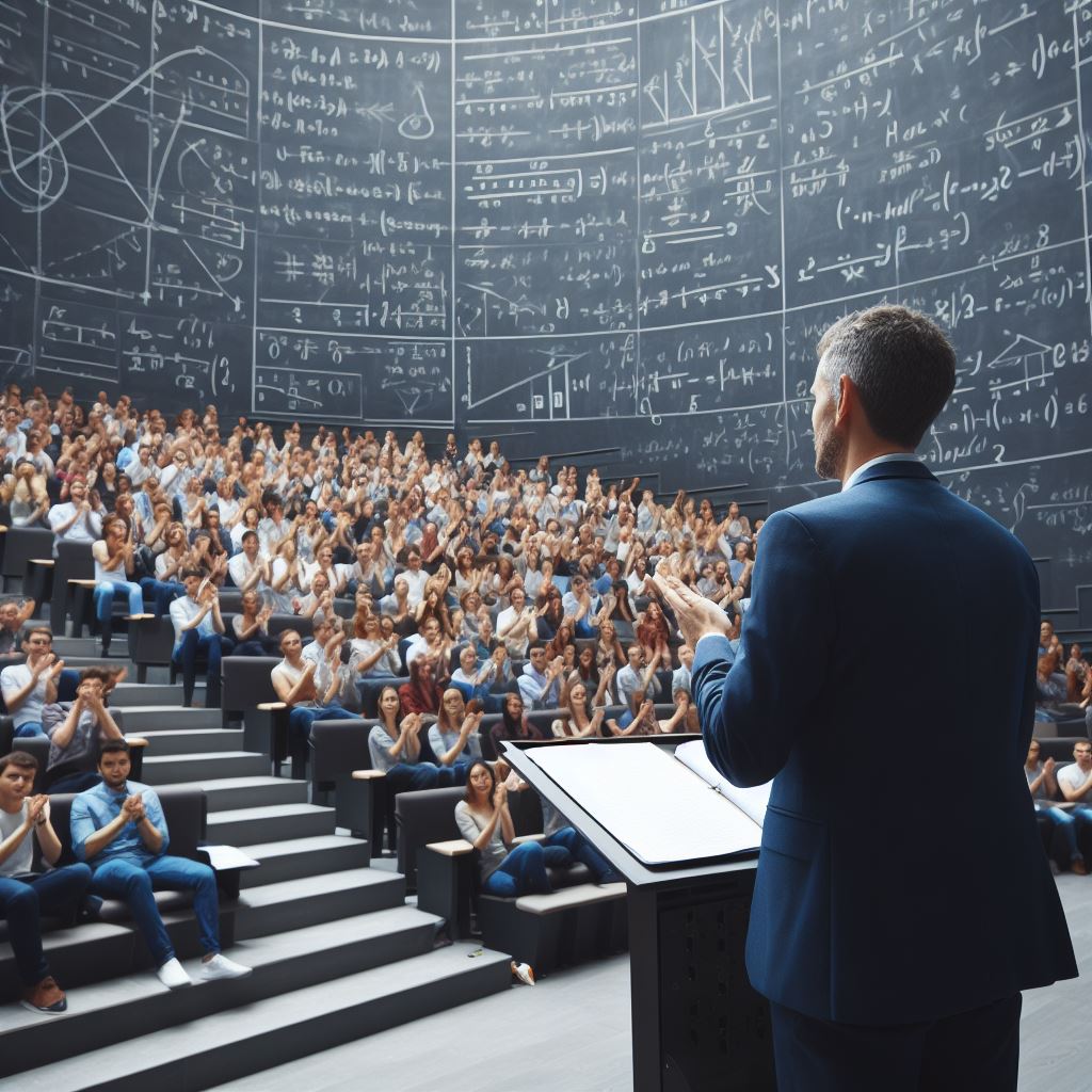 数学の講義をする数学者
