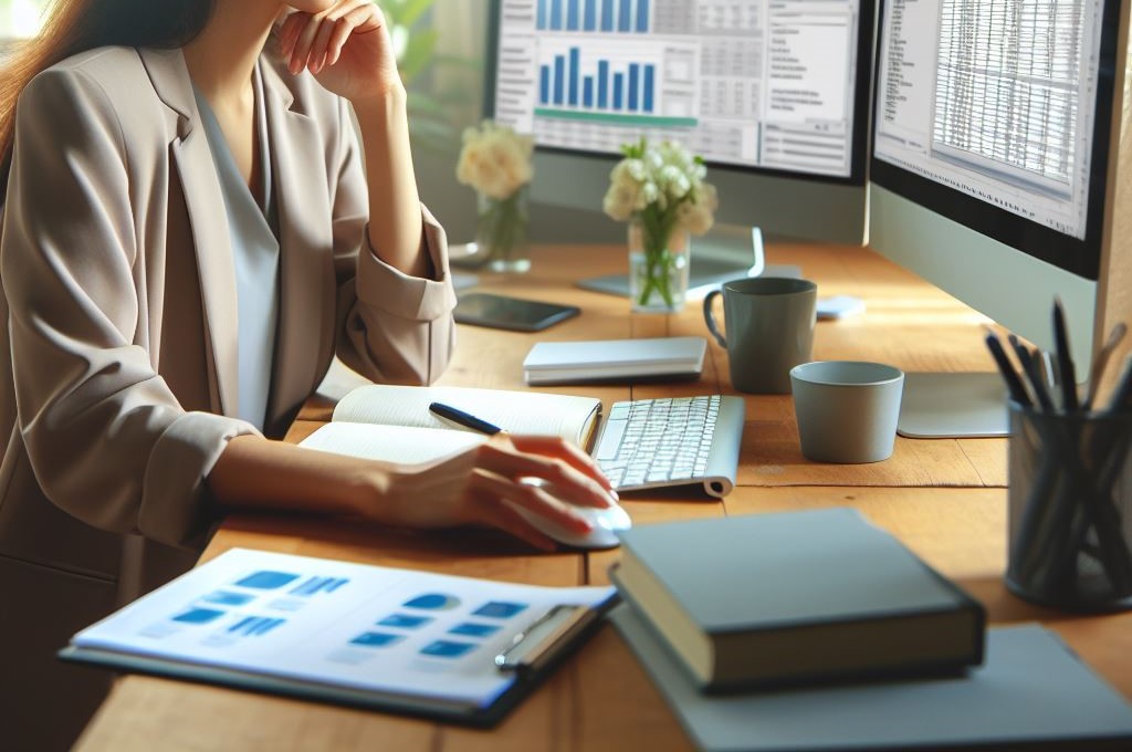 PCで仕事をする女性