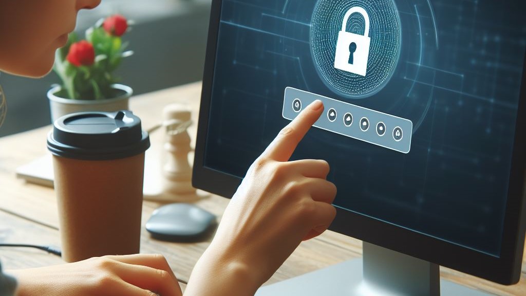 パスワードを入力する女性