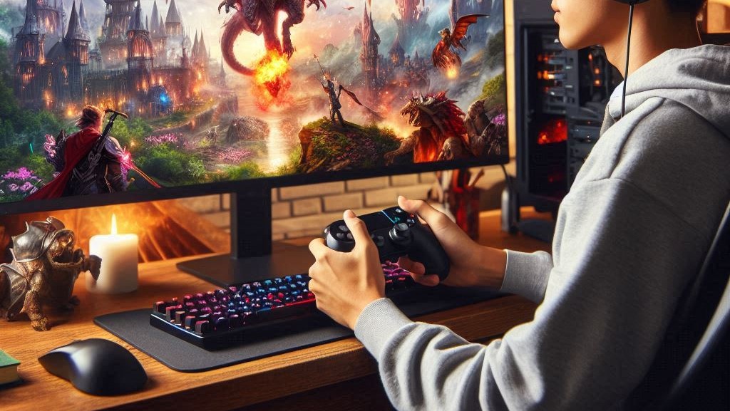 ゲームをする少年
