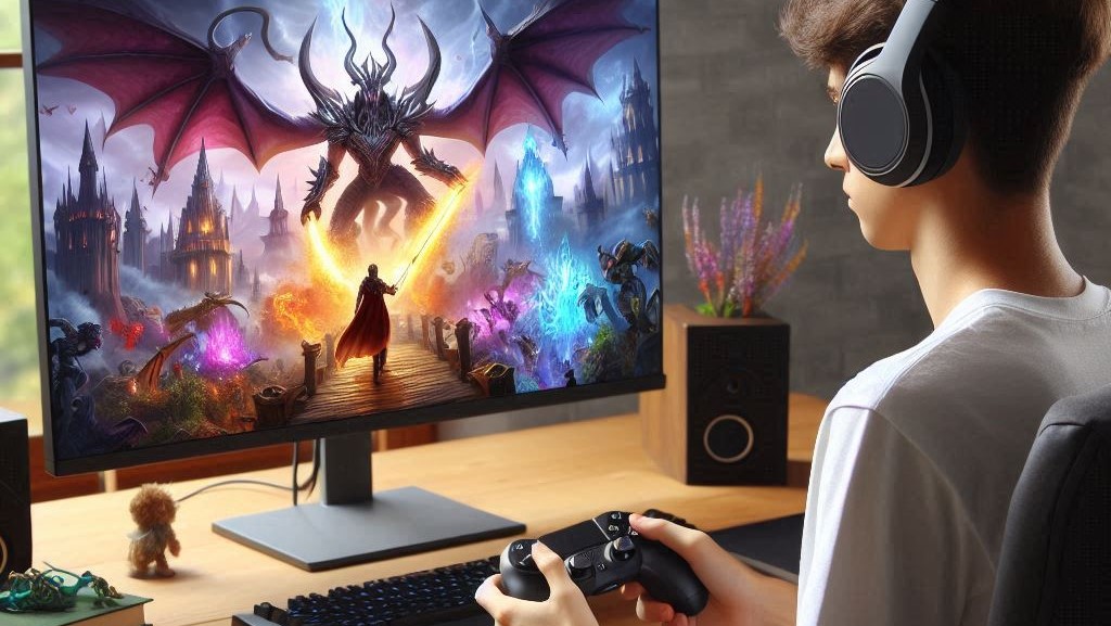 ゲームをする少年