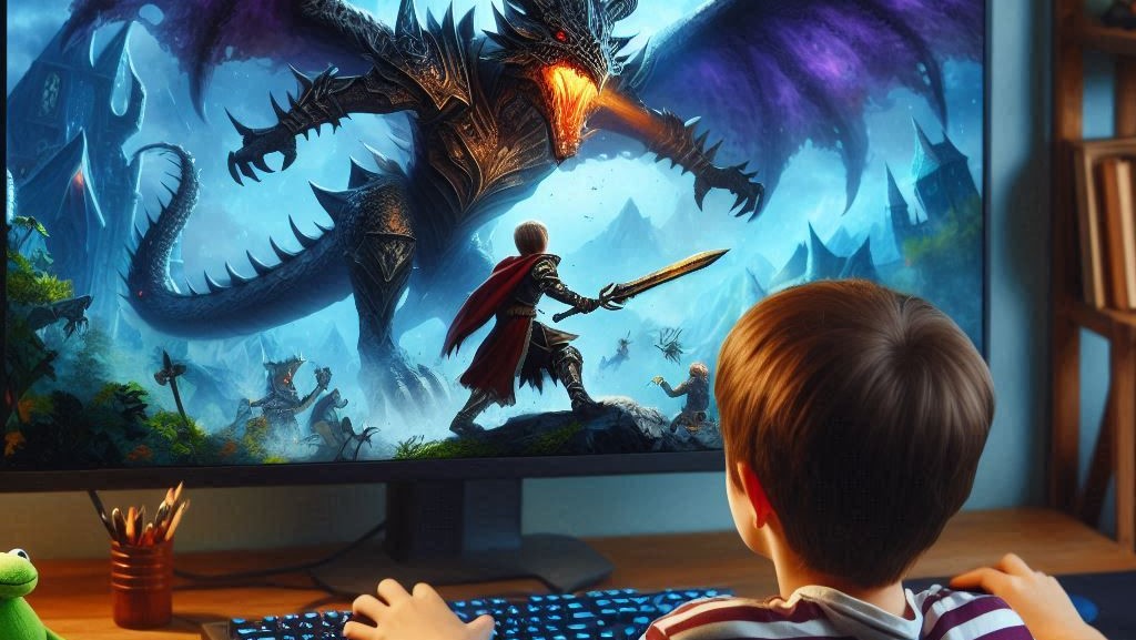 ゲームをする少年