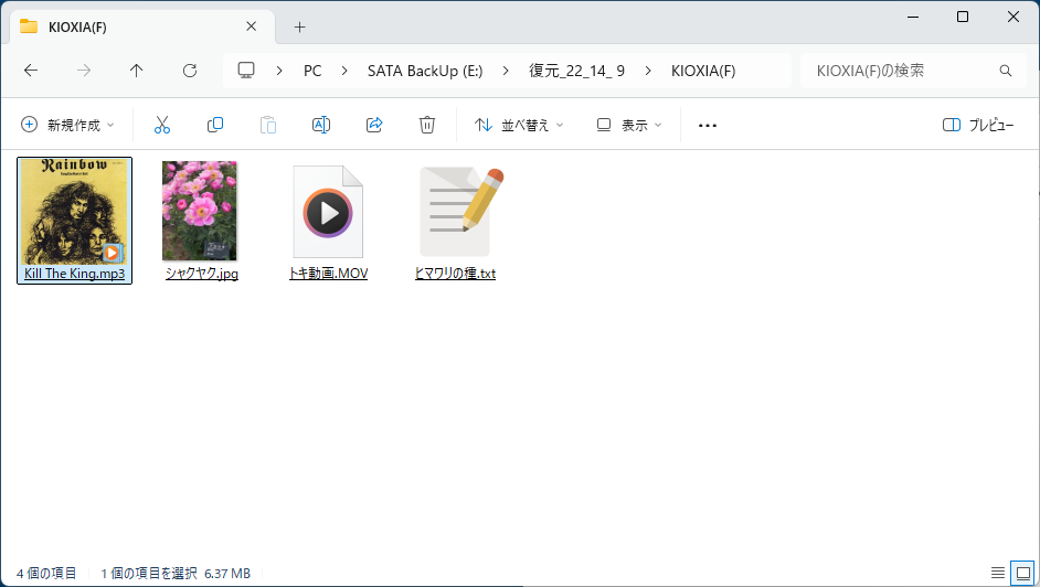 保存先フォルダの中身