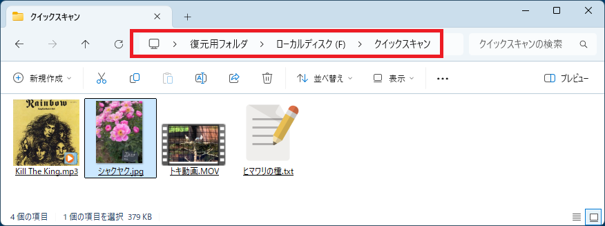 復元ファイル