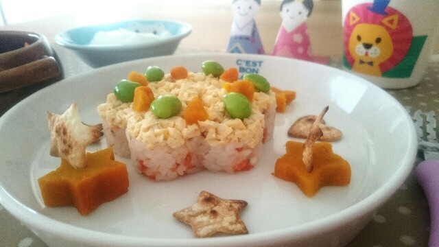 幼児食 お祝いごはんレシピ ひなまつりや誕生日祝い 手軽な2段ちらし寿司 まますてっぷ いちにのさん