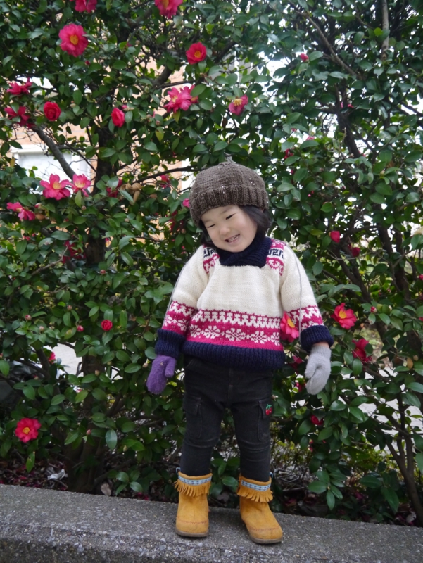 手編みの編み込み模様セーター デビューさせました Sawasant 手編みの編み込み模様セーター デビューさせました Sawasant