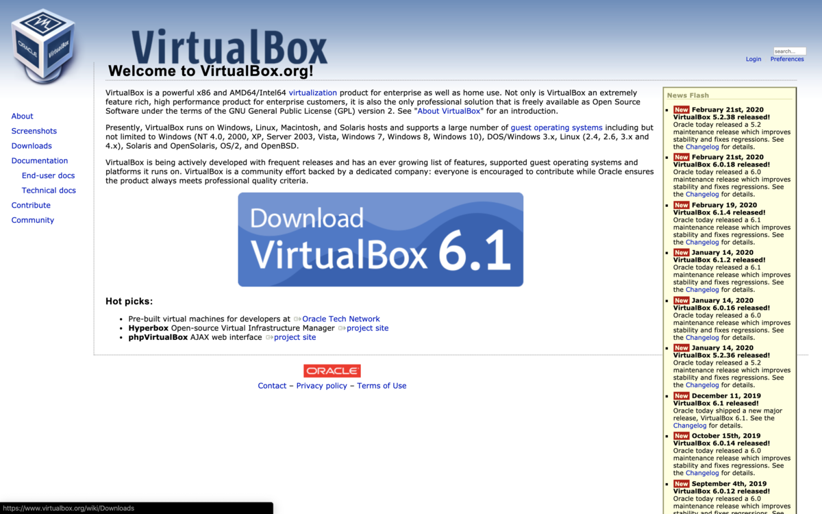 VirtualBoxのインストール VirtualBoxのインストール