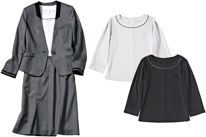 ワンピース以外にカットソーも2種類ある。シワになりにくいノーアイロンの素材。