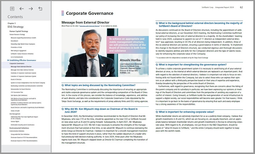 Establishing Effective Corporate Governance: Lead Independent External Director’s Message in SoftBank Corp. Integrated Report 2024