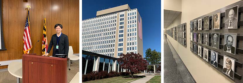 NIST本部のステージに立つ堀