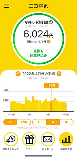 気になるでんき代の確認ができる！ 「エコ電気アプリ」