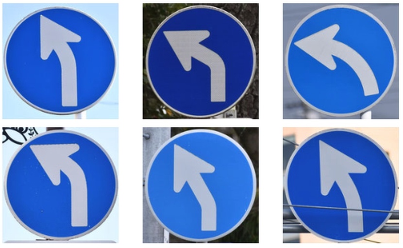 、左斜め向きに曲がる矢印