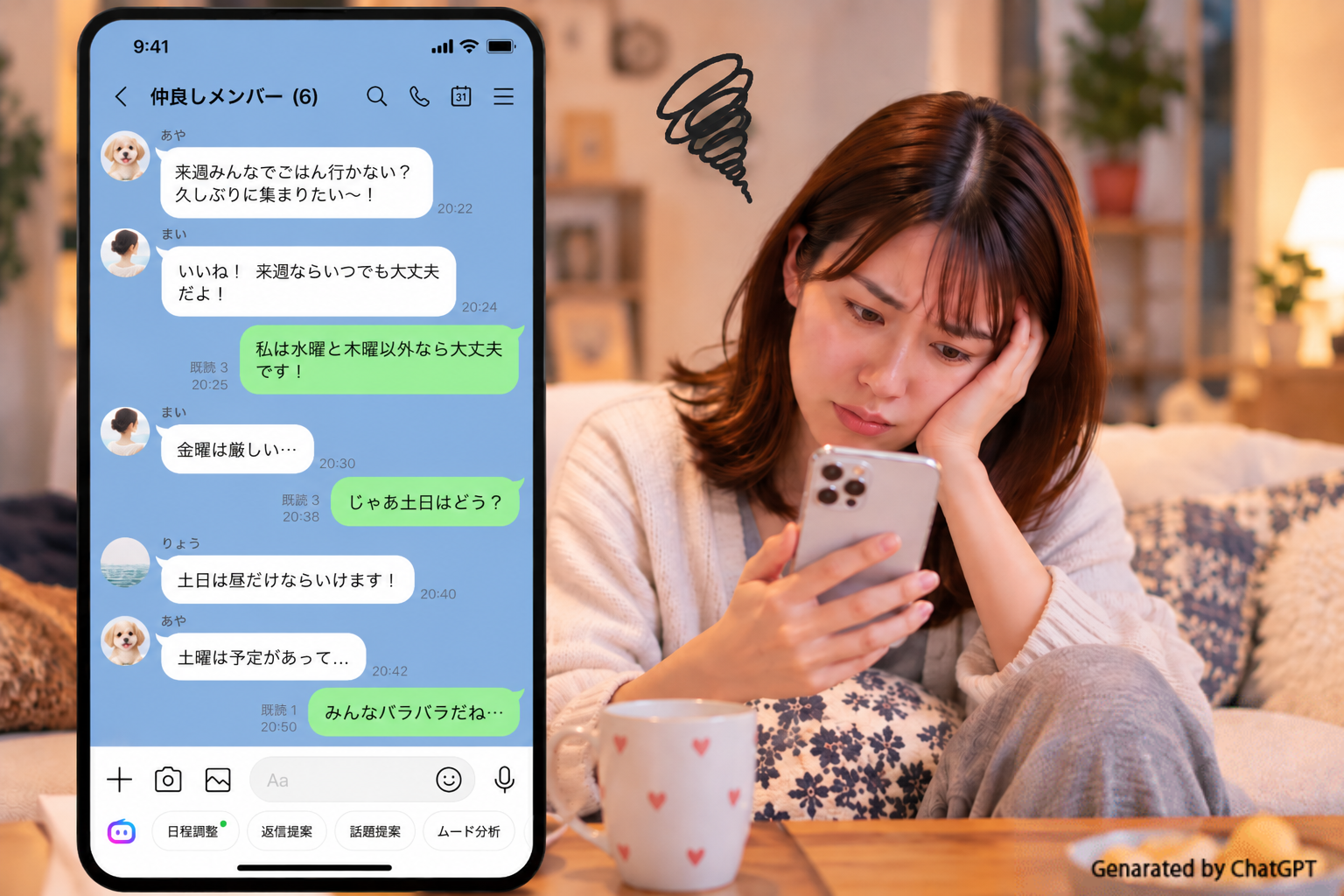 日程調整に悩んでいるイメージ