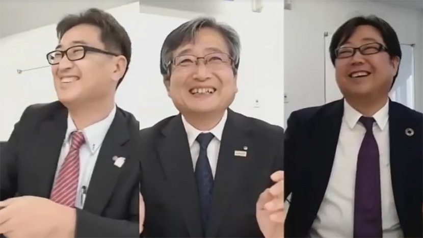 （写真左から）広島大学理事・副学長 金子慎治（かねこ・しんじ）氏、広島県副知事 山田仁（やまだ・ひとし）氏、 ソフトバンク 河西慎太郎（かさい・しんたろう）