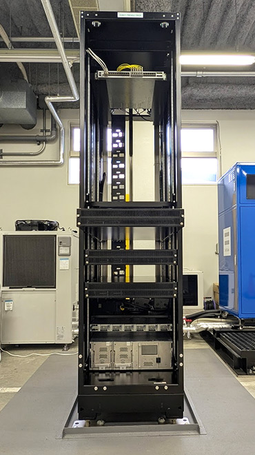 A next-generation server rack that eliminates manual cable work, enabling data center automation