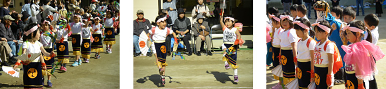 笑顔で舞う園児たち