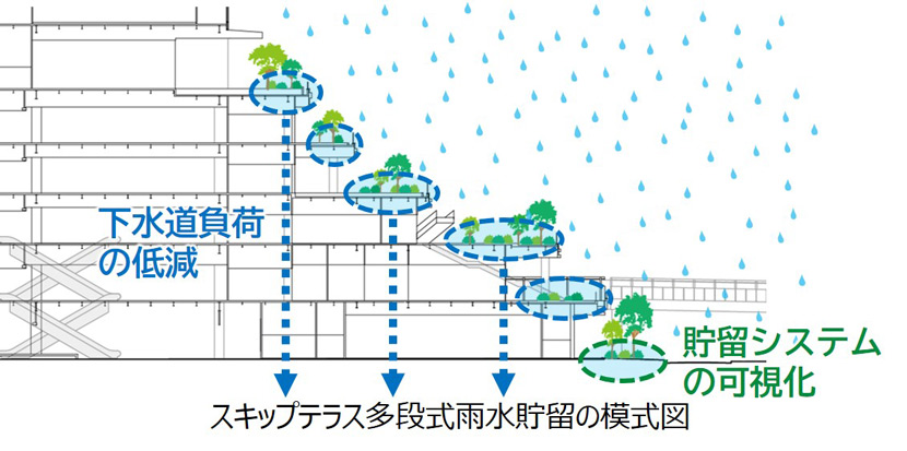 下水道に雨水を「流す」のではなく、建物や敷地で「蓄える」
