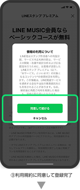 ③利用規約に同意して登録完了