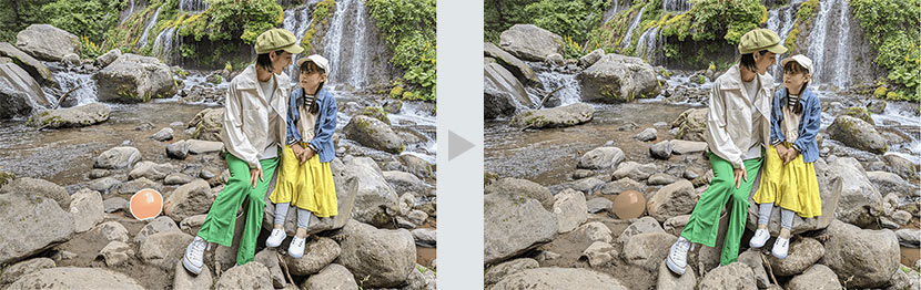 左：カモフラージュ前、右：カモフラージュ後