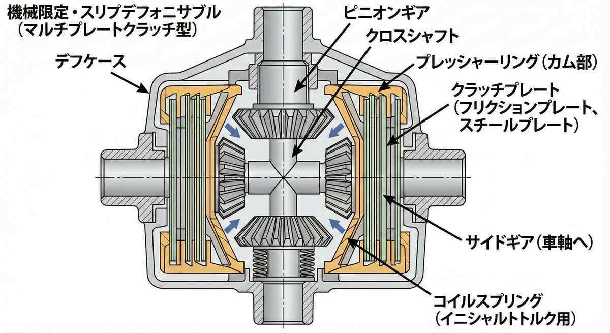LSDとデフロックはどう違う？機械式LSDや電子制御ブレーキLSDなど構造 