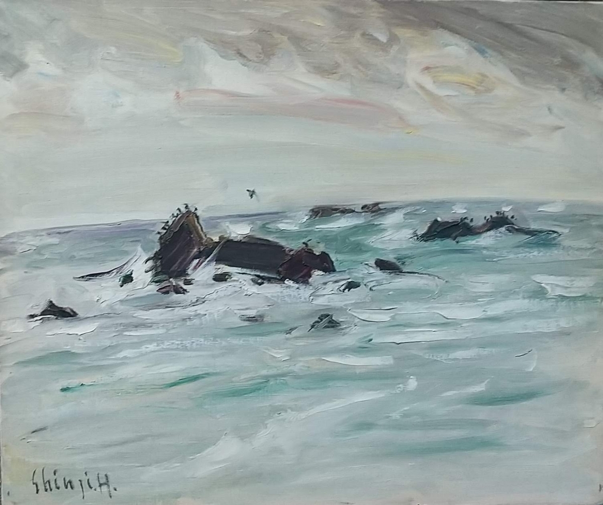 油彩画「海 」油絵 風景画 F8 原画 【公式通販】