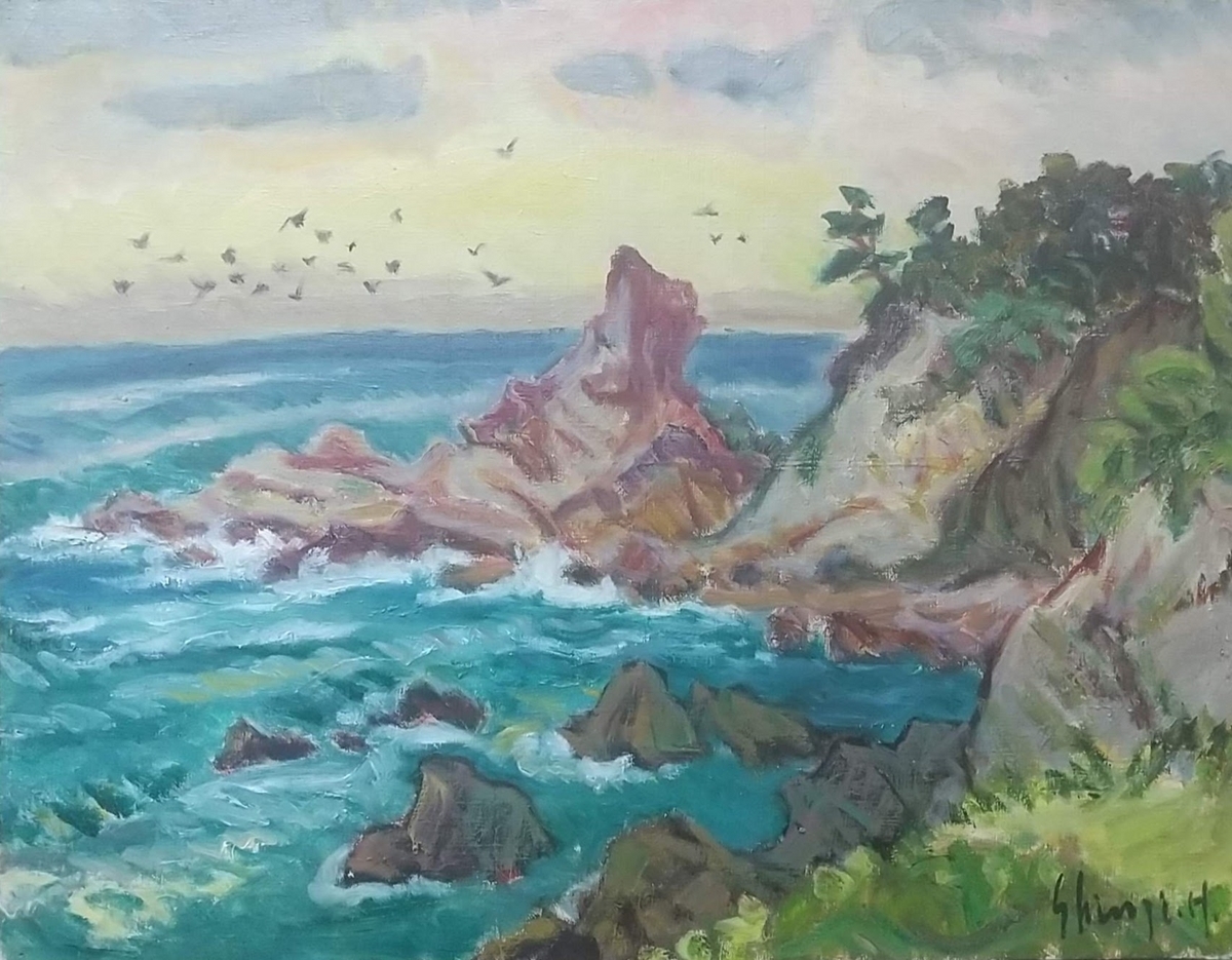 油絵「桐の花咲く妙義」B 絵画 F8