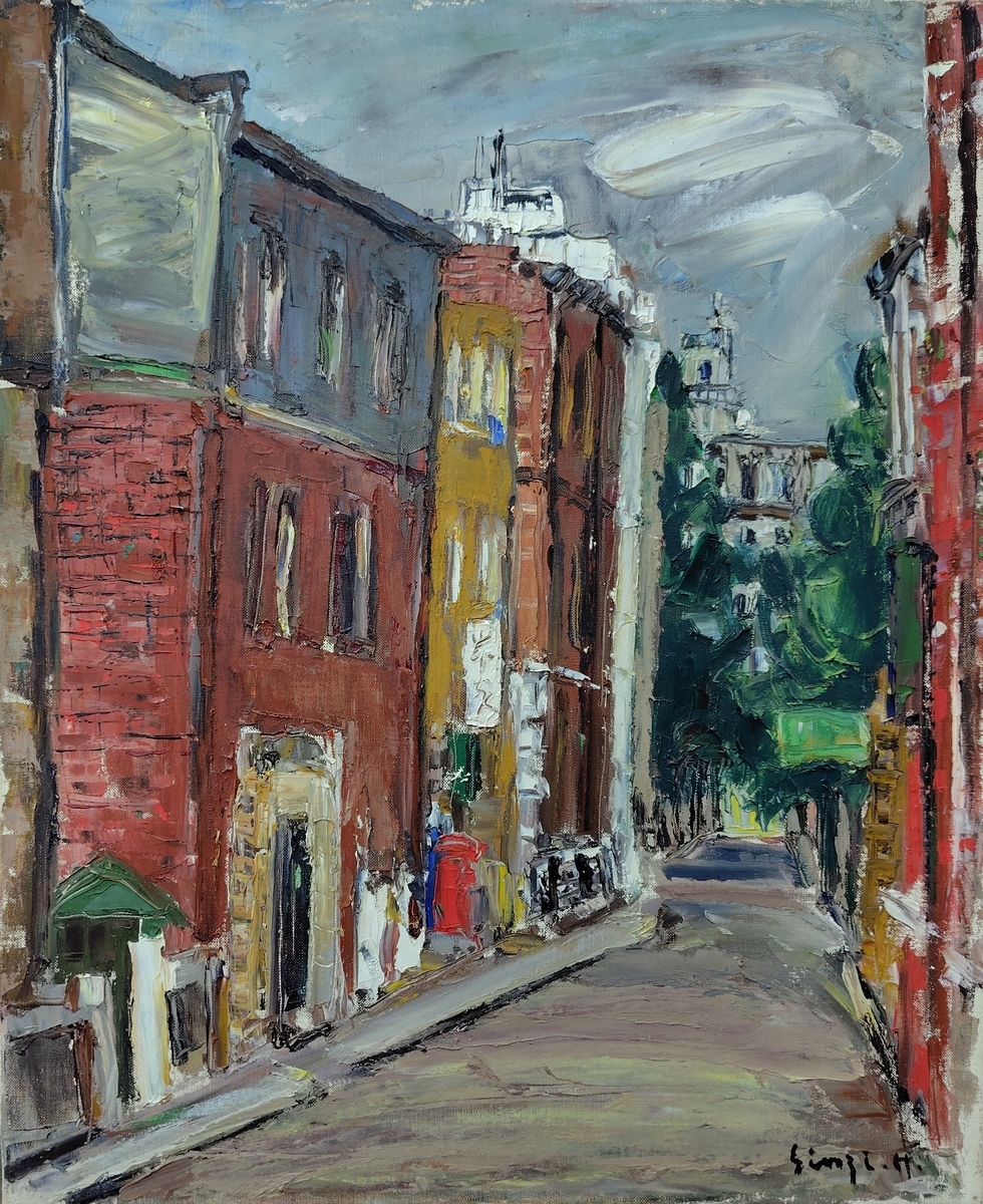 「丸の内路地」'61 F12 絵画 油彩画 油絵 風景画 アート 丸の内路地 '61 F12 絵画 油絵 油彩画 風景画 アート 街並み