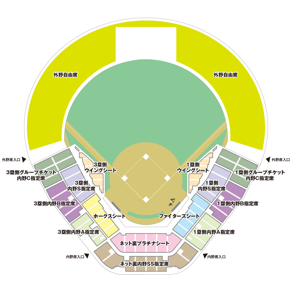 スタジアムの席割を見て楽しむ
