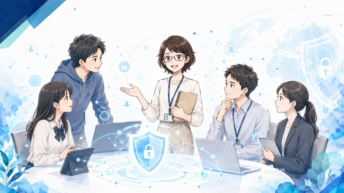 実際の画面や設定を見ながら学ぶ勉強会のイメージ
